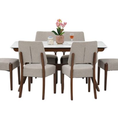 Chicago Smart Top Dining Table 6 Seater & Chicago Dining Chair Set