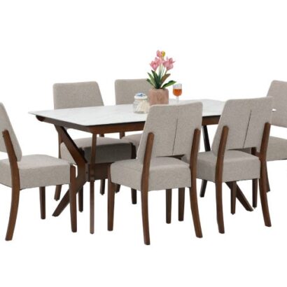 Chicago Smart Top Dining Table 6 Seater & Chicago Dining Chair Set