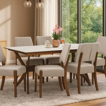 Chicago Smart Top Dining Table 6 Seater & Chicago Dining Chair Set