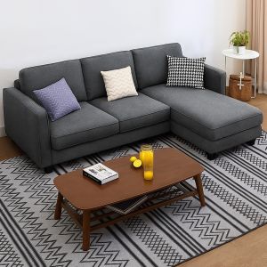 FURNY Arlo 4 Seater Fabric RHS L Shape Sofa Set