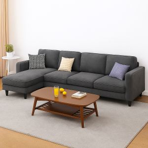 FURNY Arlo 5 Seater Fabric LHS L Shape Sofa Set