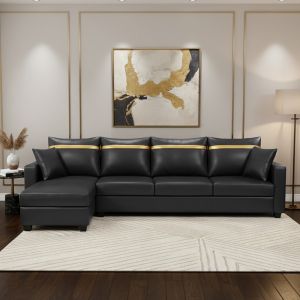 Furny Arossa 5 Seater Leatherette LHS L Shape Sofa Set