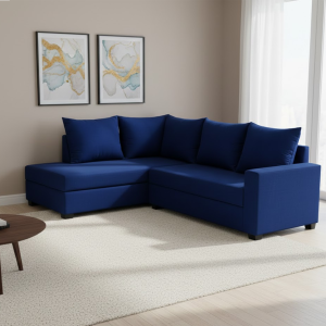 FURNY Gloria 4 Seater Fabric LHS L Shape Sofa Set