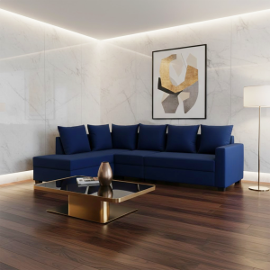 FURNY Gloria 6 Seater Fabric LHS L Shape Sofa Set