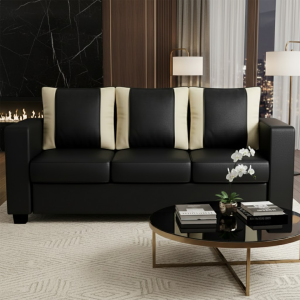 FURNY Hariston 3 Seater Leatherette Sofa Set