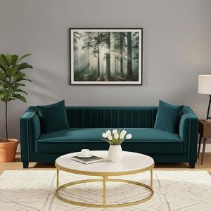 FURNY Romano 3 Seater Fabric Sofa Set (Teal)