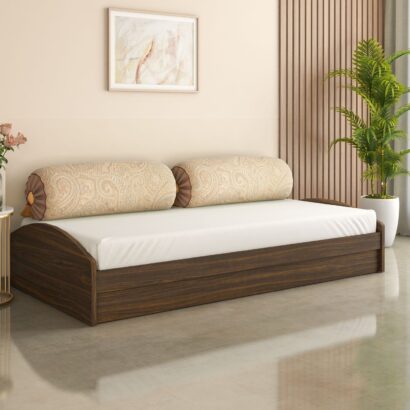 Nilkamal Addison Single Bed With Box Storage (Classic Walnut)
