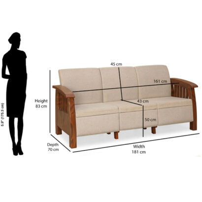Nilkamal Aspire 3 Seater Plastic Sofa (Walnut)