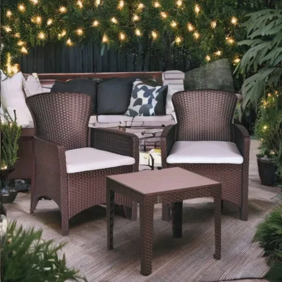 Nilkamal Breeze 2 Seater Balcony Sofa set with Round Center Table with Glass