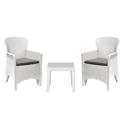 Nilkamal Breeze Outdoor Set of 1 Center Table with Glass and 2 Chairs with Cushion