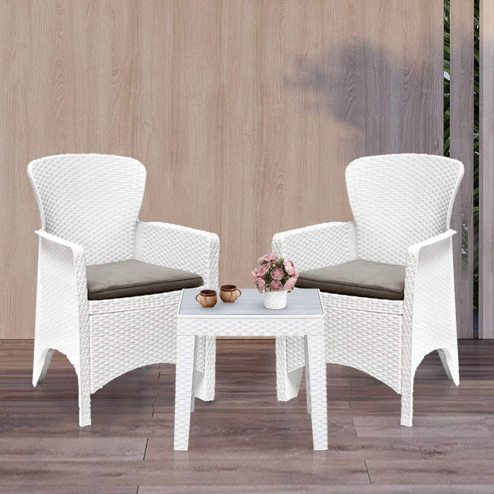 Nilkamal Breeze Outdoor Set of 1 Center Table with Glass and 2 Chairs with Cushion Nilkamal Breeze Outdoor Set of 1 Center Table with Glass and 2 Chairs with Cushion