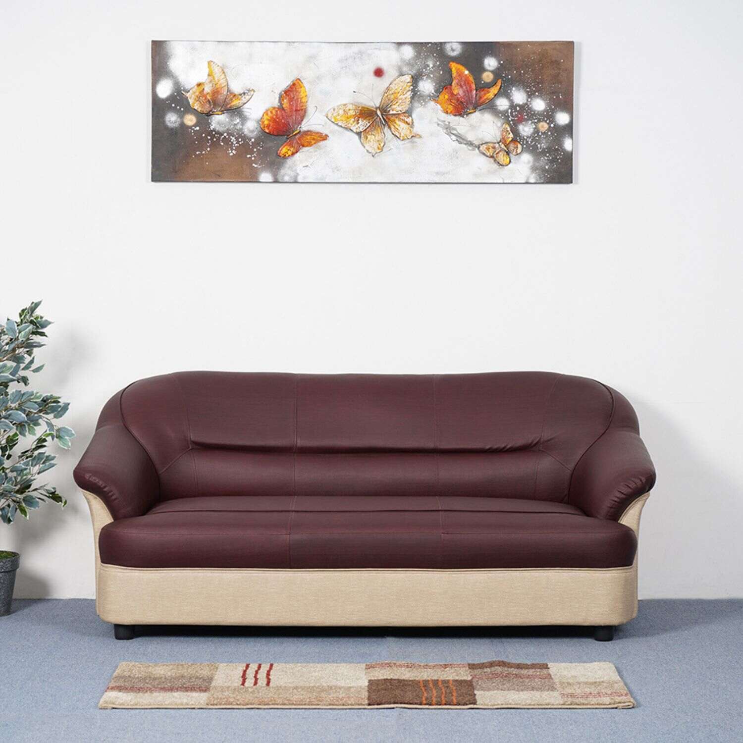 Nilkamal Bright 3 Seater Sofa (Maroon Beige) Nilkamal Bright 3 Seater Sofa (Maroon Beige)
