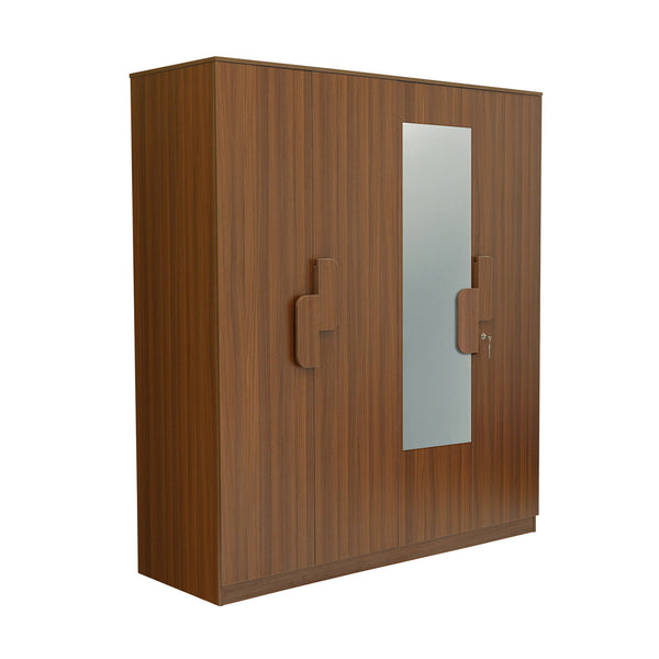 Nilkamal Calipso 4 Door Wardrobe With Mirror (Classic Plank Walnut)