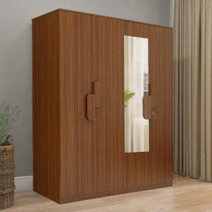 Nilkamal Calipso 4 Door Wardrobe With Mirror (Classic Plank Walnut)