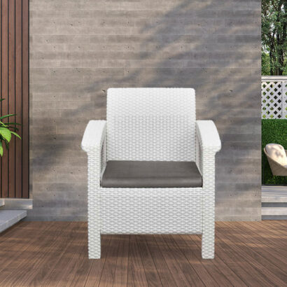 Nilkamal Goa Plastic 1 Seater Sofa with Cushion (Milky White and Grey)