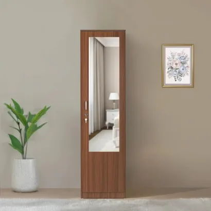 Nilkamal Joyce 1 Door Wardrobe With Mirror (Classic Walnut)