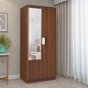 Nilkamal Joyce 2 Door Wardrobe With Mirror (Classic Walnut)