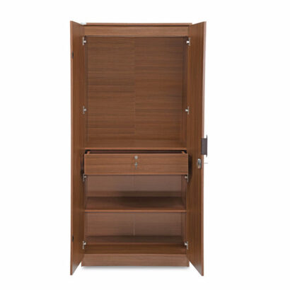 Nilkamal Milford 2 Door Wardrobe with Mirror (Classic Walnut)