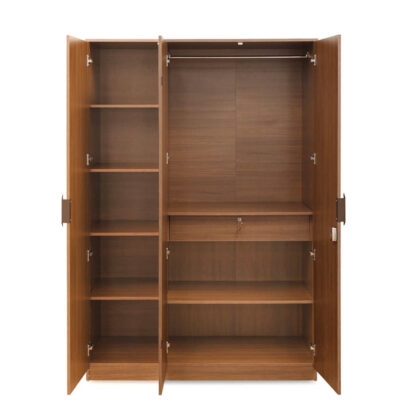 Nilkamal Milford 3 Door Wardrobe (Classic Walnut)