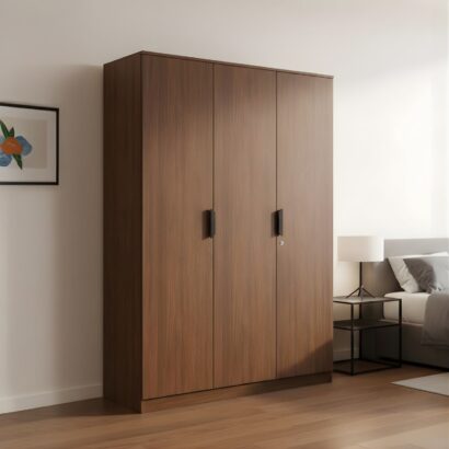 Nilkamal Milford 3 Door Wardrobe (Classic Walnut)