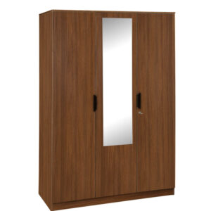 Nilkamal Milford 3 Door Wardrobe with Mirror (Classic Walnut)