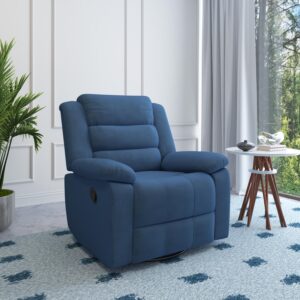 Nilkamal Sierra 1 Seater Rocker & Swivel Recliner Sofa (Blue)
