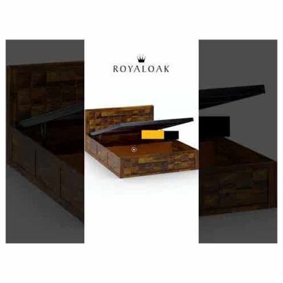 Royaloak Ashoka King Size Bed With Hydraulic Storage in Sheesham Wood