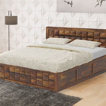 Royaloak Ashoka King Size Bed With Hydraulic Storage in Sheesham Wood