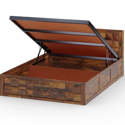 Royaloak Ashoka King Size Bed With Hydraulic Storage in Sheesham Wood