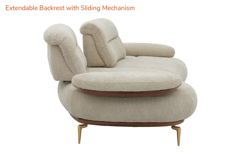 Royaloak Athens Boucle Fabric 3 Seater Sofa & Extendable Backrest