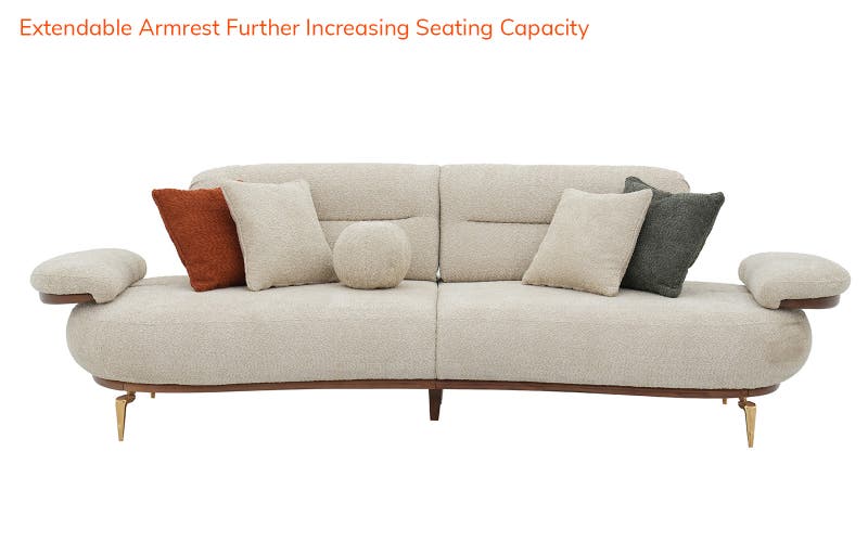 Royaloak Athens Boucle Fabric 3 Seater Sofa & Extendable Backrest