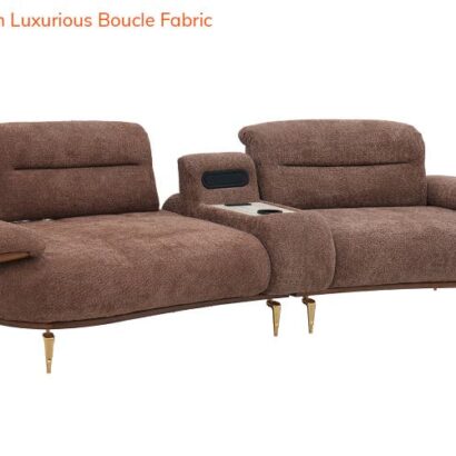Royaloak Athens Boucle Fabric Four Seater Sofa with Sliding Extendable Backrest