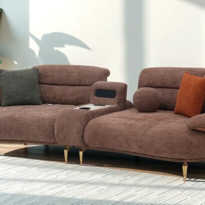 Royaloak Athens Boucle Fabric Four Seater Sofa with Sliding Extendable Backrest