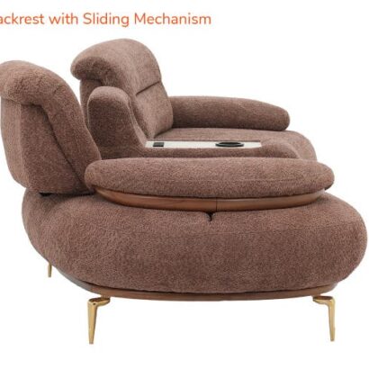 Royaloak Athens Boucle Fabric Four Seater Sofa with Sliding Extendable Backrest