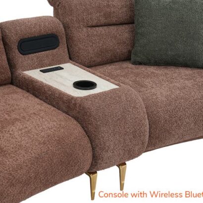 Royaloak Athens Boucle Fabric Four Seater Sofa with Sliding Extendable Backrest