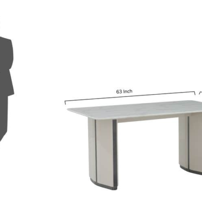 Royaloak Austin American Marble Dining Table Six Seater