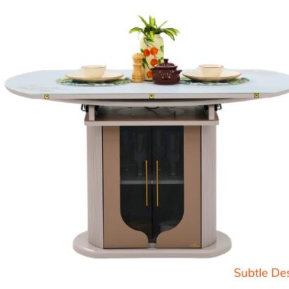 Royaloak Dallas American Extendable Glass Dining Table Six Seater With Inbuilt Cooktop