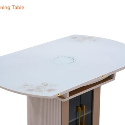 Royaloak Dallas American Extendable Glass Dining Table Six Seater With Inbuilt Cooktop