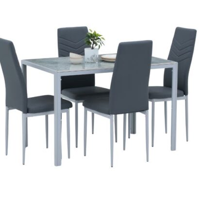 Royaloak Gleam Sintered Top Dining Table Four Seater Set