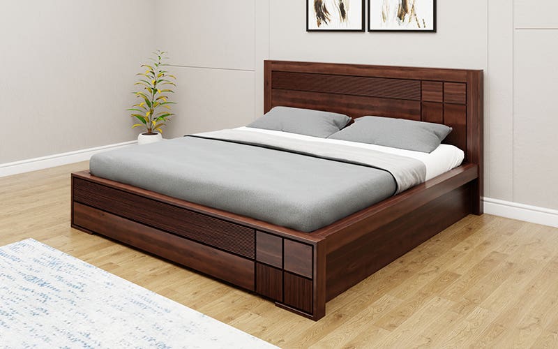 Royaloak Mourya Wooden King Size Bed With Hydraulic Storage Royaloak Mourya Wooden King Size Bed With Hydraulic Storage