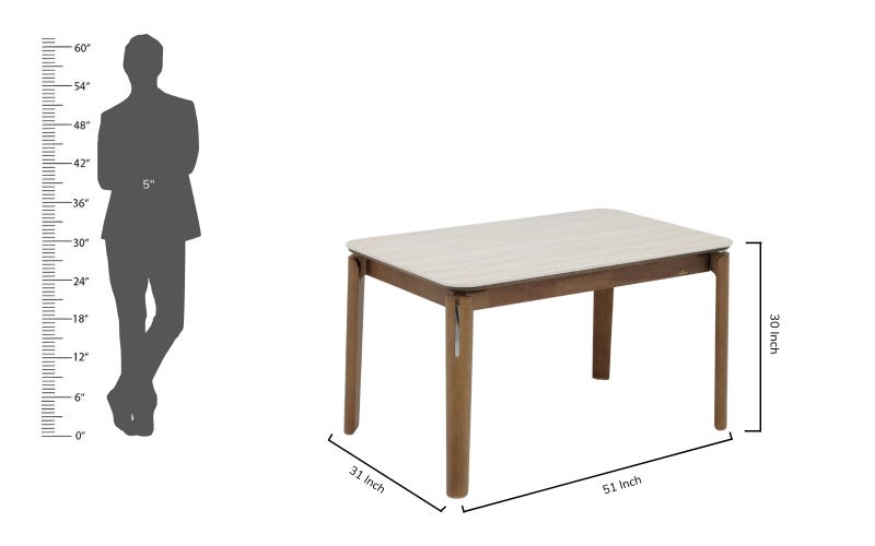 Royaloak Muar Malaysian Sintered Top Four Seater Dining Table