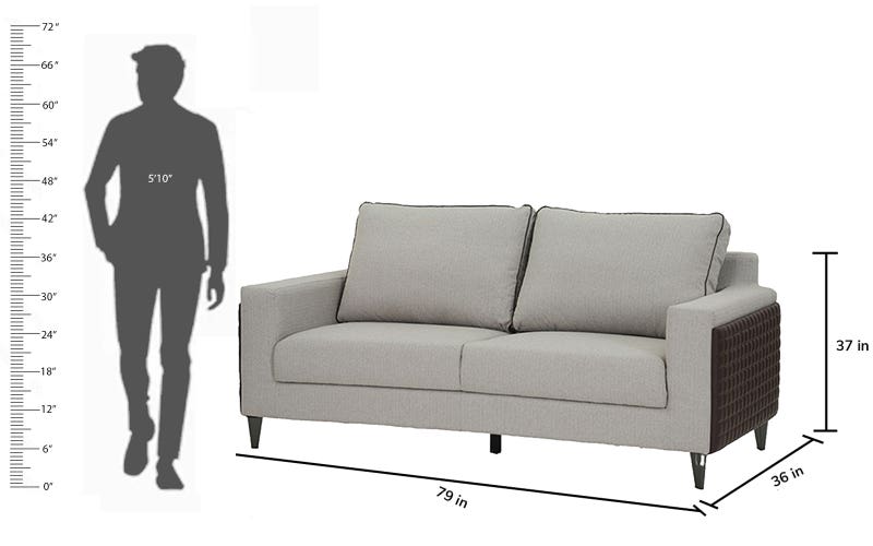 Royaloak Naples Italian Fabric Sofa 3 Seater