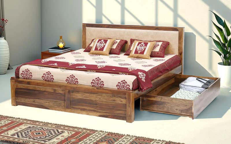 Royaloak Pearl Wooden Queen Bed With Drawer Storage Royaloak Pearl Wooden Queen Bed With Drawer Storage