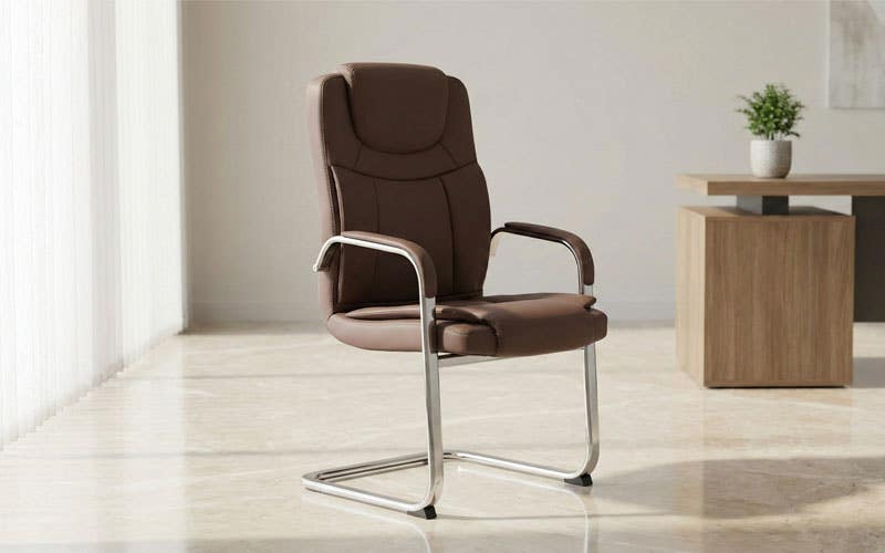 Royaloak Polo Leatherette Visitor Chair - Brown Royaloak Polo Leatherette Visitor Chair - Brown