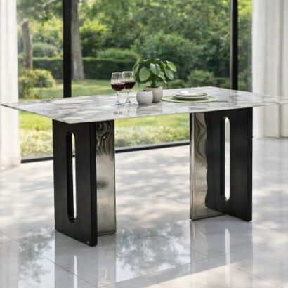 Royaloak Seattle 5D Natural Stone Dining Table Six Seater