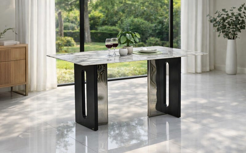 Royaloak Seattle 5D Natural Stone Dining Table Six Seater Royaloak Seattle 5D Natural Stone Dining Table Six Seater