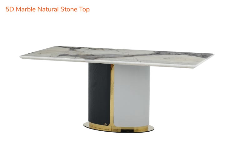 Royaloak Turin Italian Marble Dining Table Six Seater