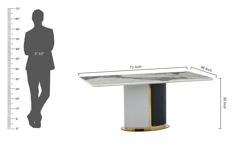 Royaloak Turin Italian Marble Dining Table Six Seater