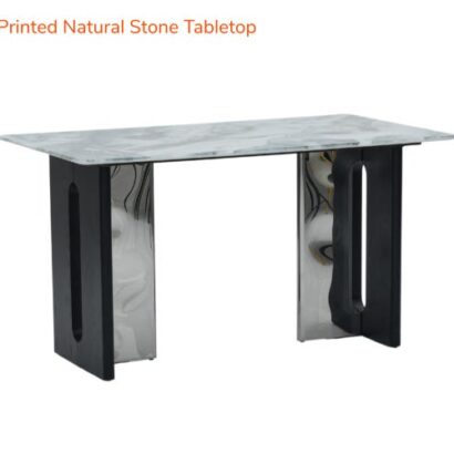 Seattle 5D Natural Stone Dining Table & Dallas Leatherette Chair 4 Seater Set
