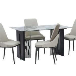 Seattle 5D Natural Stone Dining Table & Pheonix Chair 4 Seater Set